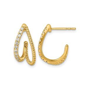 3/10 Carat (ctw VS,F) Lab Grown Diamonds J-Hoop Earrings 14K Yellow Gold